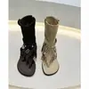 Sandálias de Tira Fina com Franjas e Aumento de Altura, Estilo Verão 2026, Nicho Vintage, para Mulheres, Botas Western com Fivela de Cinto, Estilo Férias