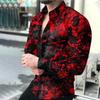 2026 Comércio Exterior Transfronteiriço Camisa Masculina Estampada de Manga Longa Moda Masculina Casual Solta Tamanho Grande Europeu e Americano Camisa Masculina