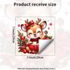 Adesivo de Banheiro Decorativo à Prova d'Água Removível, Adesivo Autoadesivo para Tampa de Vaso Sanitário, Veado de Natal Desenho Animado Fofo Lendo Livro