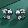 Huayoumei Joyería Set de Pendientes y Anillo de Perlas Moda Europea y Americana Camelia Circonita Estilo de Alta Gama para Mujer