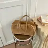 Bolsa de Hombro Retro de Gamuza Escarchada Otoño Invierno para Mujer Estilo Coreano Casual Simple Mezclado Bolso Almohada de Hombro Único para Viaje