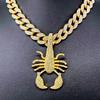 Nuevo colgante de cadena cubana de escorpión con diamantes estilo hip-hop, joyería popular europea y americana de aleación chapada en oro, suministro directo transfronterizo