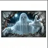 Banner de Garaje de Halloween Decoración de Puerta Tela Colgante Calabaza de Terror Bruja Calavera Fondo de Fiesta Transfronterizo En Stock Fábrica