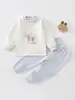 Conjunto de ropa interior térmica de otoño para bebé, capa base de terciopelo suave, estilo primavera y otoño, ropa para bebé, pijama de dos piezas separado