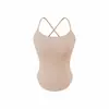 Camisole Puro Desejo com Alças no Pescoço e Bojos para Mulheres, Roupa Íntima da Estação Primavera, Top Base Sem Mangas Doce e Picante Sexy, Tecido Escovado, Adequado para Usar por Cima