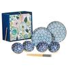 Conjunto de pratos e talheres de cerâmica com padrão completo de presente de flores, conjunto de pratos e pratos de abertura, conjunto de combinação de pratos e hashis para presente de mão
