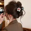 Lindo y elegante pinza de tiburón con forma de lazo, pinza para el pelo de moda con diseño floral, accesorio simple para peinados recogidos a medias