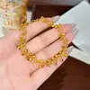 Pulseira de Contas Disco Entrelaçadas Cintilantes, Luxo Leve, Sensação de Alto Padrão, Estilo Chinês, Retrô, Joia de Mão Exquisita em Ouro Areia, Presente para Namorada
