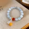 Novo Bracelete de Pérolas com Pedra Olho de Gato Estilo Chinês, Bracelete Minimalista de Nicho de Alto Padrão, Acessório de Mão Elegante Versátil Retrô para Mulheres