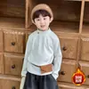 Ropa interior térmica de felpa para niños, manga larga, nuevo estilo 2026, cálida y moderna para niños pequeños, bebés, estilo coreano, ropa de invierno