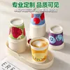 Vaso de Papel Desechable de Doble Pared Hueco de Grado Alimenticio para Llevar con Tapa Resistente a Altas Temperaturas para Bebidas Calientes Té con Leche Café