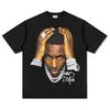 Camiseta de Manga Corta con Estampado Hip-Hop Retro Transfronterizo Sudadera con Capucha de Cuello Redondo de Manga Larga