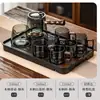 Juego de Té de Cristal, Lujo Ligero para Uso Doméstico, Tetera de Gama Alta para Sala de Estar, Juego Completo para Uso en Oficina, Mesa y Bandeja de Té Kung Fu