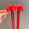 Diadema con lazo rojo estilo chino para niña, horquilla con borlas para Año Nuevo, horquilla de estilo nacional