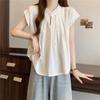 Camisa Zen de Diseño, Camisa de Verano para Mujer de Estilo Chino Nuevo, Nicho Francés Blanco de Manga Corta, Top Holgado de Estilo Chino
