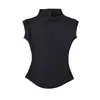 Camiseta de Manga Corta con Cuello Alto a Medio y Hombro Derecho para Mujer Verano 2025 Nuevo Ajustada Estilizadora Única Súper Bonita Top Corto para Usar Solo