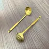 Cucharón de Acero Inoxidable 304 Chapado en Oro con Mango Largo para Uso Comercial, Adecuado para Servir Gachas y Sopa