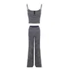 Novo Conjunto Listrado Europeu e Americano Francês para Comércio Exterior Transfronteiriço Roupa de Yoga Colete Roupa Íntima Esportiva com Bojos Calça de Fitness de Perna Larga