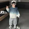 Moletom Degradê Masculino Roupa de Primavera 2026 Novas Roupas de Primavera Infantis Estilosas e Super Fofas Tops de Primavera e Outono para Bebês