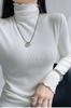 Camisa Base de Seda Amora Vermelha Ancora Feminina plus size Roupas Aquecidas Gola Meio Alta Top Camiseta com Fio Revestido de Lã