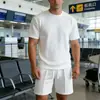 Conjunto de Camisetas de Manga Curta com Gola Redonda de Cor Sólida 3D para o Verão 2026 Cross-Border Amazon Conjunto Esportivo Casual Fresco de Duas Peças