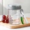 Copo de Vidro Transparente para Aveia com Tampa, Copo Selado para Café da Manhã, Pote Mason, Copo Grande para Salada Doméstico, Copo para Iogurte Atacado