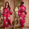 Pijama de Satén Estampado Yao Ting para Mujer, Verano Tallas Grandes, Lujo Ligero, Mangas Tres Cuartos, Camisón Largo Fresco, Ropa de Casa Femenina Transfronteriza