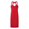 AliExpress transfronterizo Verano 2026 Sexy Estilo Europeo y Americano Cuello en V Encaje Patchwork Cuello halter Espalda descubierta Vestido largo