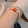Pulseira de pérolas naturais de água doce para meninas, design de nicho, jadeíte de alta qualidade, cristal rosa, lótus rosa