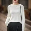 Lã Fiada, Delicado e Macio, Decote Uma Linha, Design Crochê Vazado, Suéter Respirável e Emagrecedor para Primavera e Outono, Top Feminino Estilo Doce