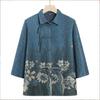 Camisa pequena de primavera e outono para mulheres de meia-idade e idosos, camisa nova de 60 anos, camisa de lapela estilo nacional chinês para mães de 70 anos
