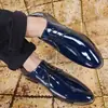Zapatos de Cuero Casual de Negocios Retro Británicos para Hombre Puntiagudos Estilo Coreano Zapatos de Cordones de Cuero Patentado para Hombre Zapatos de Hombre Talla Grande 48