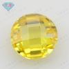 Huagang Gem redondo amarelo dourado dupla tartaruga face zircônia furo único treliça face zircônia cúbica sintética pedra nua