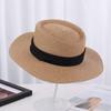Sombrero de paja francés de moda para mujer, sombrero de playa de verano con parte superior cóncava, sombrero de paja, sombrero de protección solar retro.
