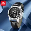 Reloj Marca Opk Tres Ojos Multifuncional de Negocios de Cuarzo Calendario Simple Correa de Acero Luminoso Impermeable Reloj para Hombre Reloj para Hombre