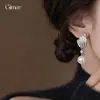 Brincos de Pérola em Forma de U com Zircônia Estilo Retrô Francês Luxo Leve Alto Padrão Brincos de Tarraxa Únicos Temperamento Fashionável Brinco Exquisito