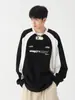 Sudadera Retro Americana con Mangas Raglán y Cuello Redondo para Hombre y Mujer Primavera y Otoño Marca de Moda Estilo Holgado Oversize Perezoso Chaqueta de Pareja