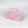 Caixa de Armazenamento Transparente Portátil de Fábrica Caixa de Ferramentas para Estudante de Artes Caixa de Armazenamento Dobrável de Três Camadas Caixa Multifuncional para Maquiagem e Arte de Unhas
