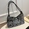 Nova bolsa de ombro feminina casual com lantejoulas, estilosa e moderna, com design minimalista, grande capacidade e pode ser usada como bolsa transversal ou bolsa de mão