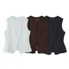 Ropa de Mujer Transfronteriza 2025 Nueva Moda Otoño Versátil Elegante Aspecto Adelgazante de Cintura Traje Chaleco Chaleco Top de Cuello Redondo