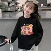 Camiseta Infantil de Manga Longa, Nova Roupa de Primavera, Camiseta Básica Branca para Meninas, Algodão Puro, Roupa de Baixo Soltinha para Crianças de Meia-Idade e Grandes, Top com Gola Redonda