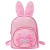 Nova Mochila Escolar para Jardim de Infância 2022 Menina Princesa Orelhas de Coelho Mochila para Aluno do Ensino Fundamental Laço Lantejoula Bolsa Infantil