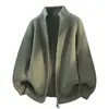 Novo Suéter Cardigan Tricotado Masculino Outono/Inverno 2026, Estilo Old Money, Caimento Solto, Gola Alta, Jaqueta Casual Engrossada para Homem