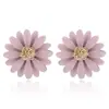Aretes de Botón Estilo Coreano Estilo Fresco Moda Lindo Margarita Multicolor Girasol Esmalte Horneado Flor Pequeña Joyería para la Oreja