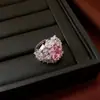 Anillo Abierto Redondo de Circonio Crimson Feast Diseño de Temperamento Nicho Índice Anillo de Mano Versátil de Lujo Ligero Joyería para la Mano