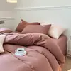 Sábana de cama de gasa de doble capa Clase A de una sola pieza, gorro de cama, funda de edredón de algodón puro 200x 230 individual y doble funda de edredón de color sólido
