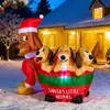 Cachorro Dachshund Inflável de Natal com Três Filhotes, Luz LED, Decoração de Jardim para Exterior
