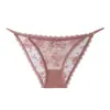 Calcinha feminina sexy com alças finas em renda francesa, forro em algodão puro, sem costura, respirável, sensual e atraente, de cintura baixa.