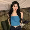 Camisola de Deseo Puro Estilo Tailandés para Mujer, Nuevo Estilo de Verano Tubo Top, Top Corto Dulce y Picante para Chica, Bustier de Celebridad de Internet