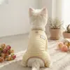 Ropa de otoño e invierno para mascotas, camiseta básica de terciopelo a rayas de cuatro patas, ropa cálida para el hogar para perros pequeños, indumentaria para perros